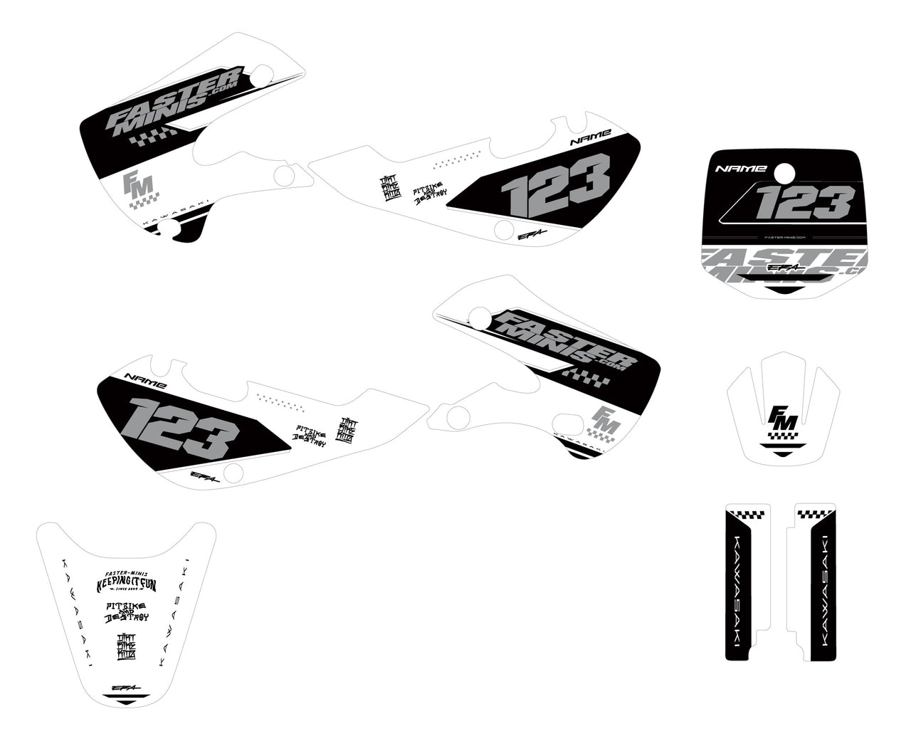 FM Race Graphic Kits / 2002-2009 KLX110