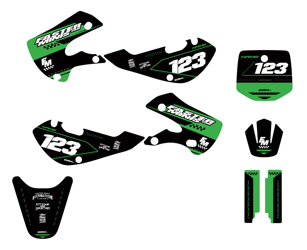 FM Race Graphic Kits / 2002-2009 KLX110