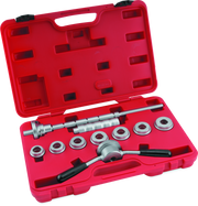 Mechanical tool set with red case on a white background