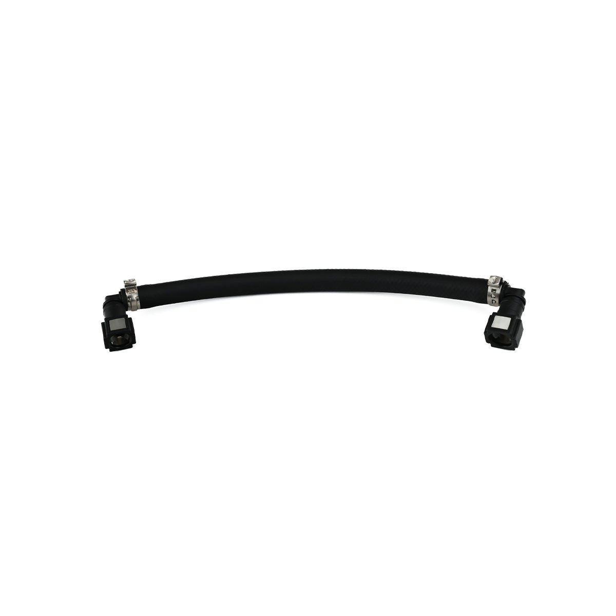 Black braided automotive fuel line with quick-connect fittings, E85 ethanol compatible, premium grade