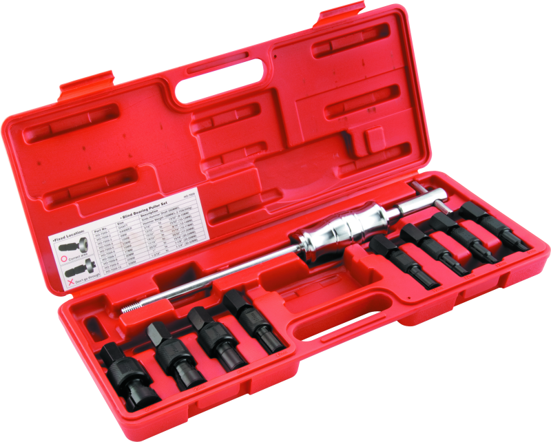 Red tool case with socket set on a white background