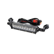 LED light bar with mounting brackets and wiring on a white background