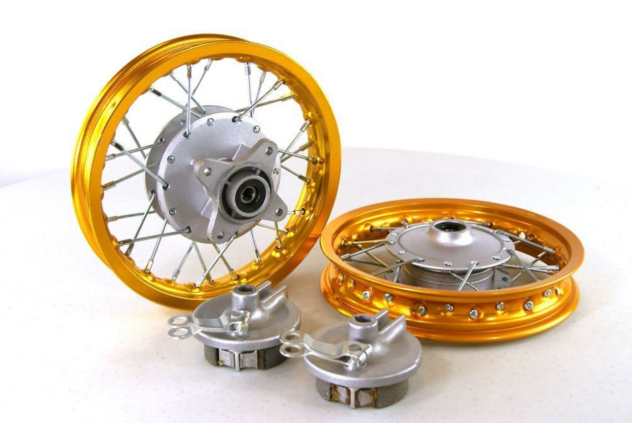 yellow colored wheel kit for pit bike